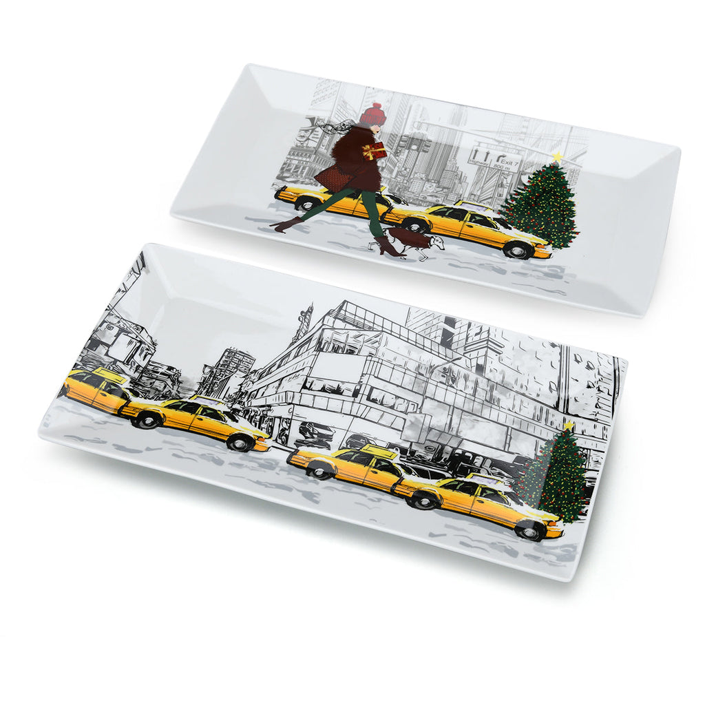 Christmas in New York City Set of 2 Platters