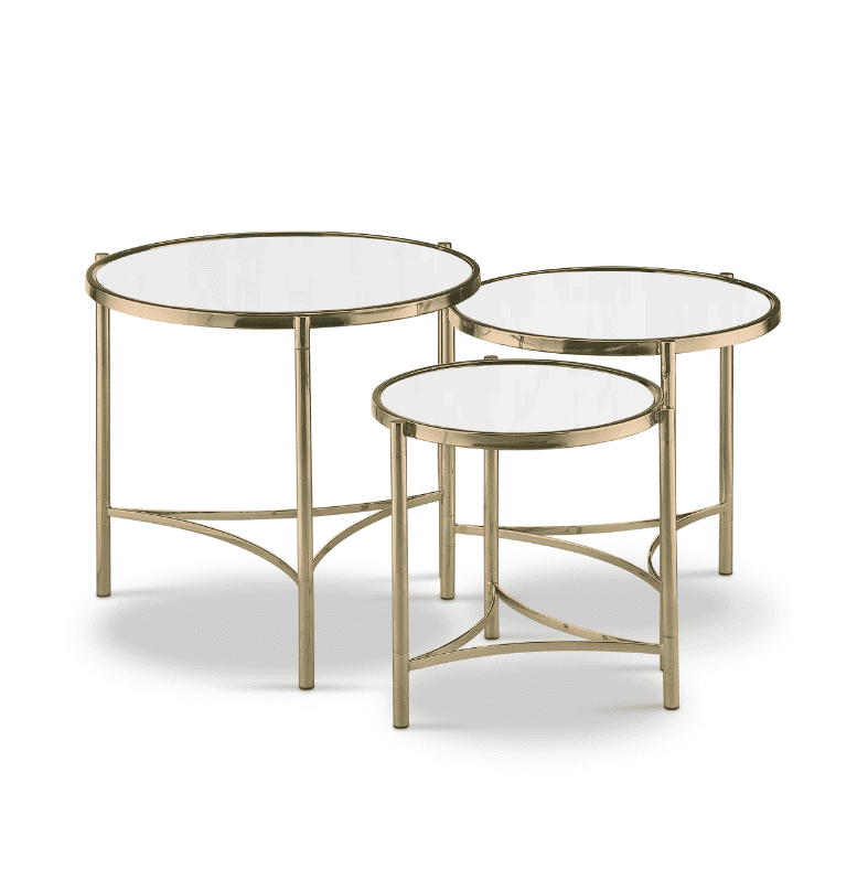 Brookville Brass Mirror Tables Set/3